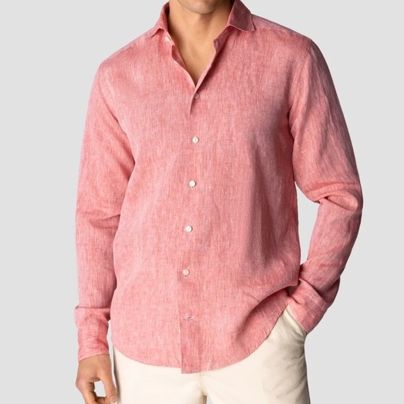 Miller Westby Chambray Red Button Up Long Sleeve Cotton Shirt Size Large - Picture 1 of 10